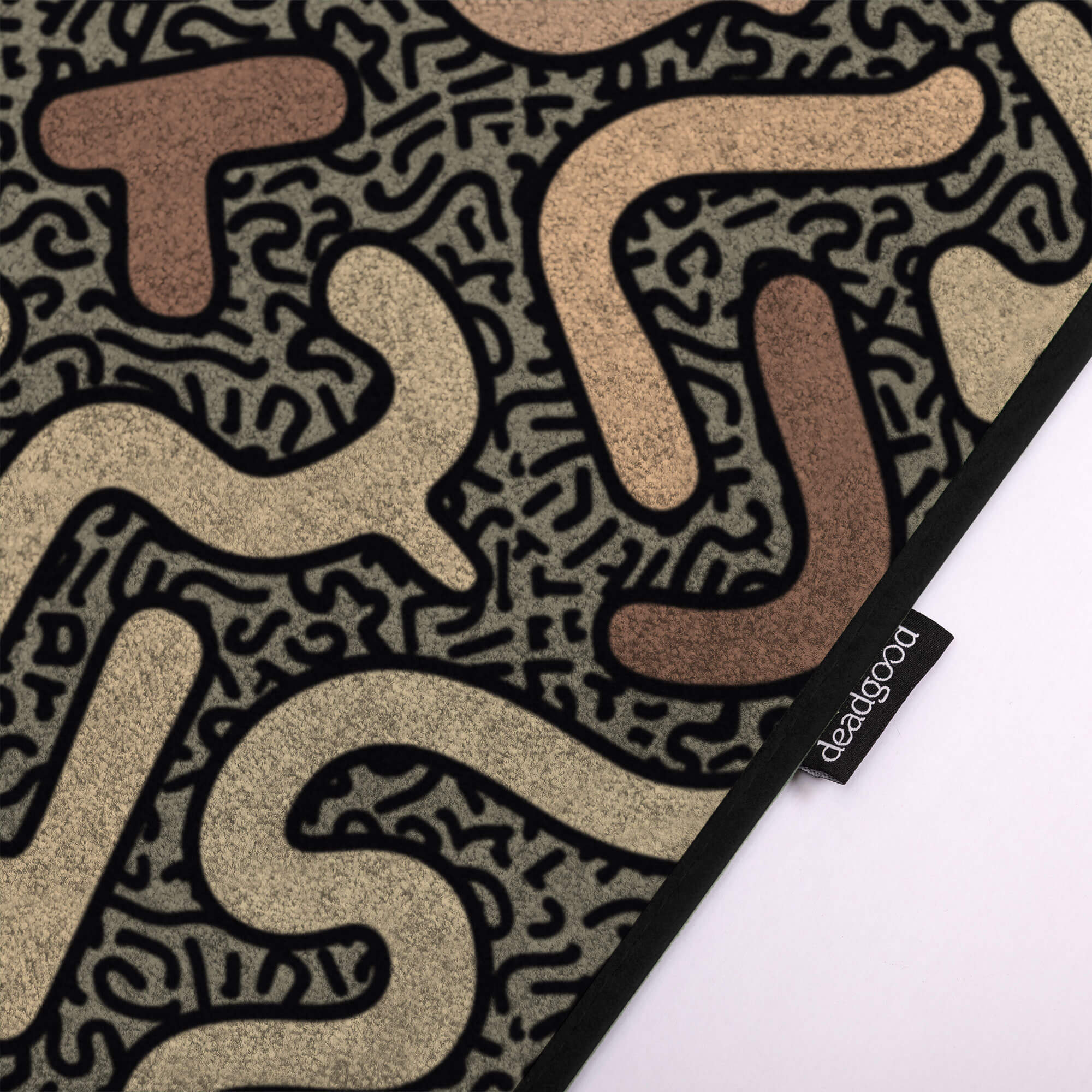 Detail of an abstract and colourful rug for creative design studios