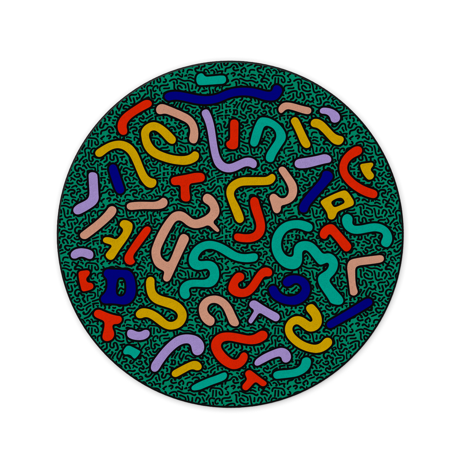 Abstract and colourful rug for creative design studios