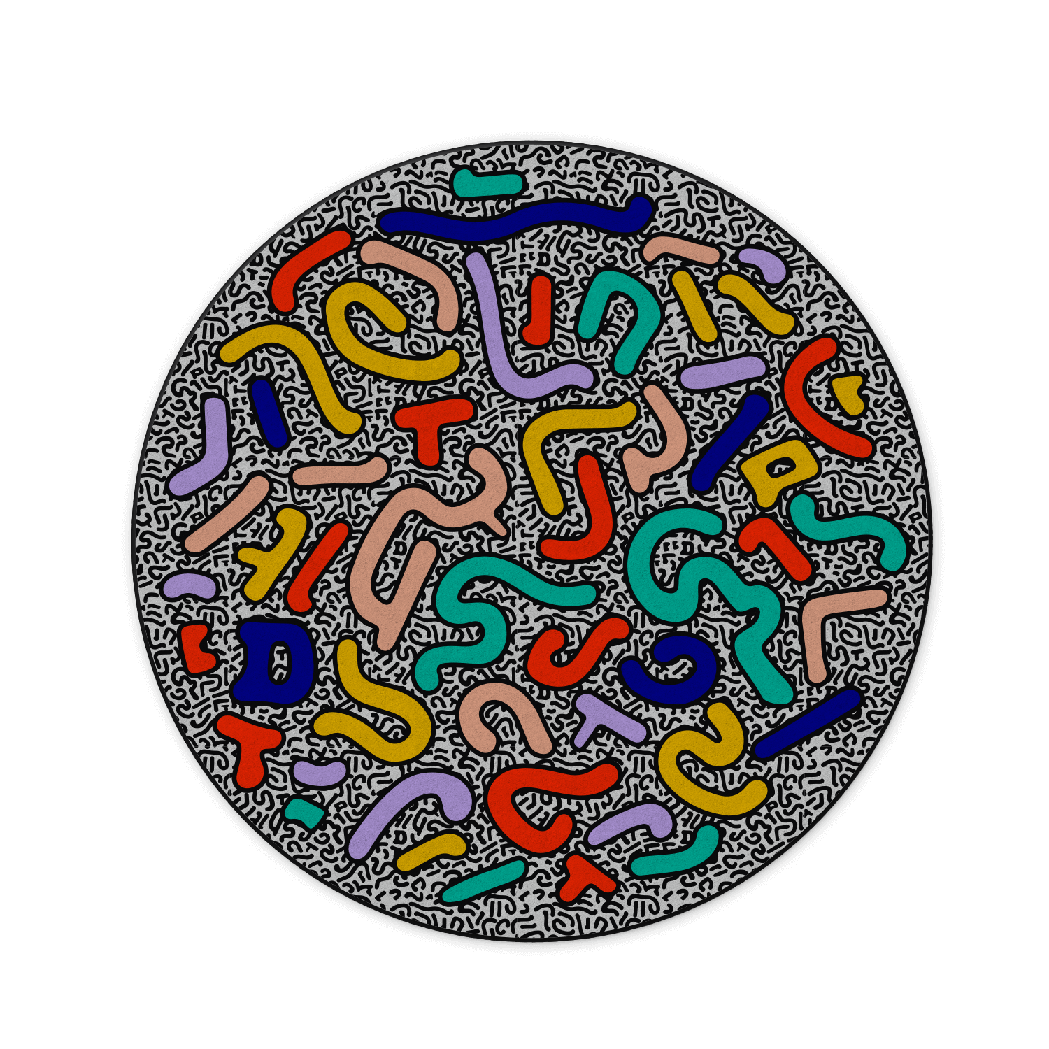 Abstract and colourful rug for creative design studios