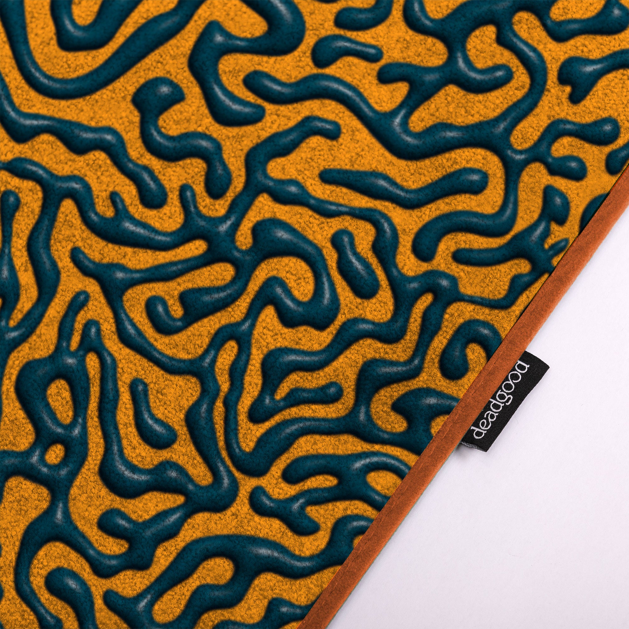 Detail of a colourful organic pattern rug for eco-friendly businesses