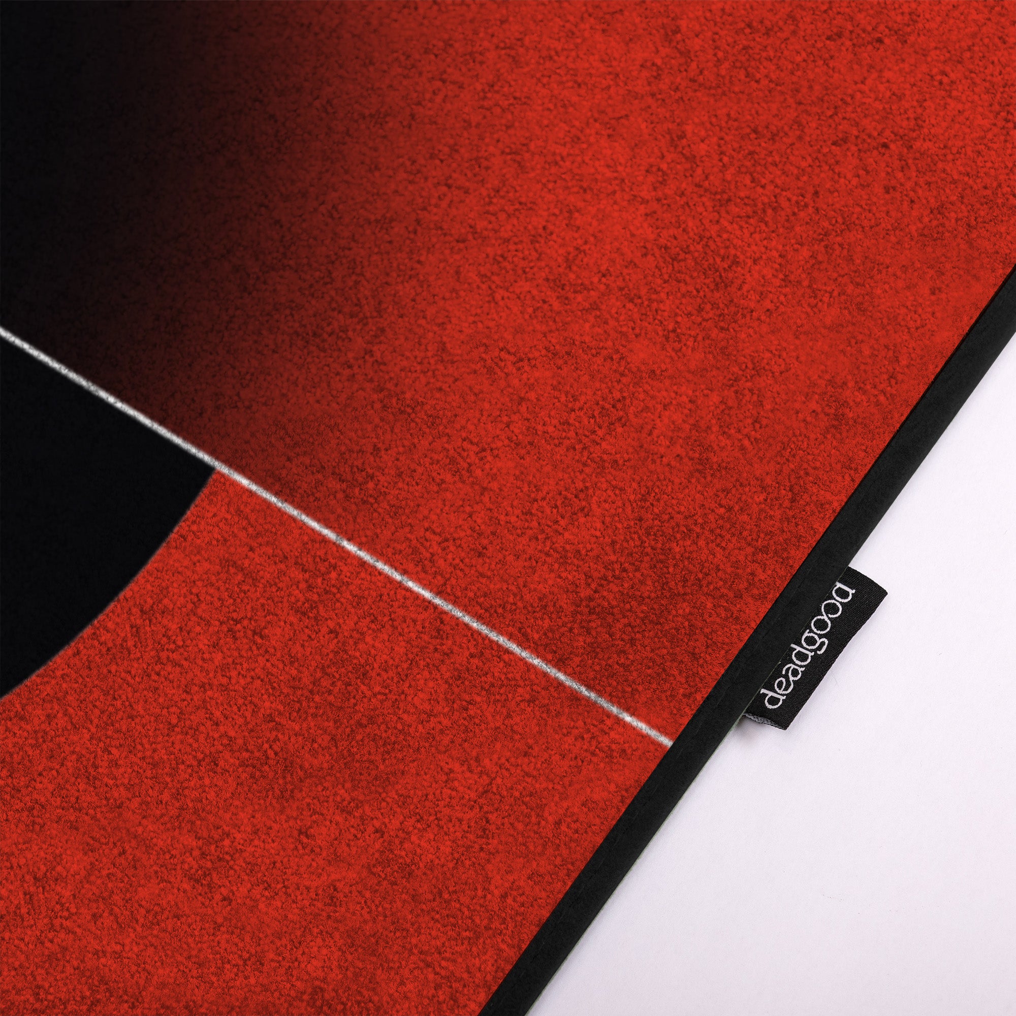 Detail of an abstract art-inspired rug for modern hotel lobbies