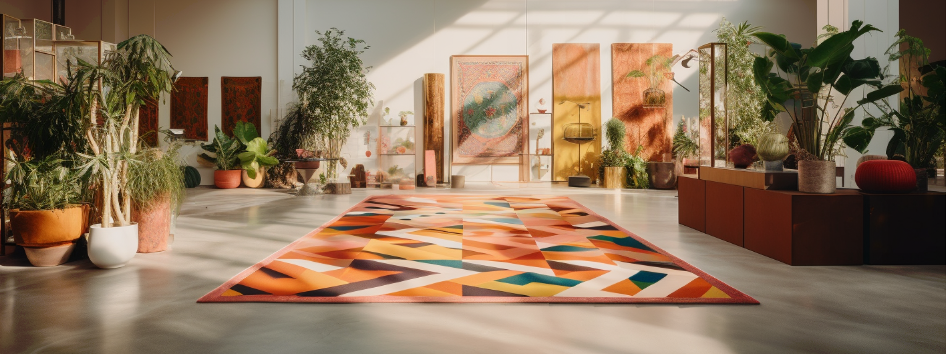 Luxury bespoke rug in hotel lobby, designed for aesthetic appeal and durability