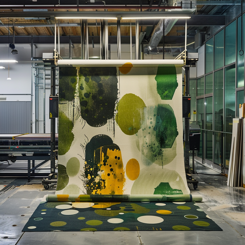 Rug production line demonstrating craftsmanship and quality control for business clients