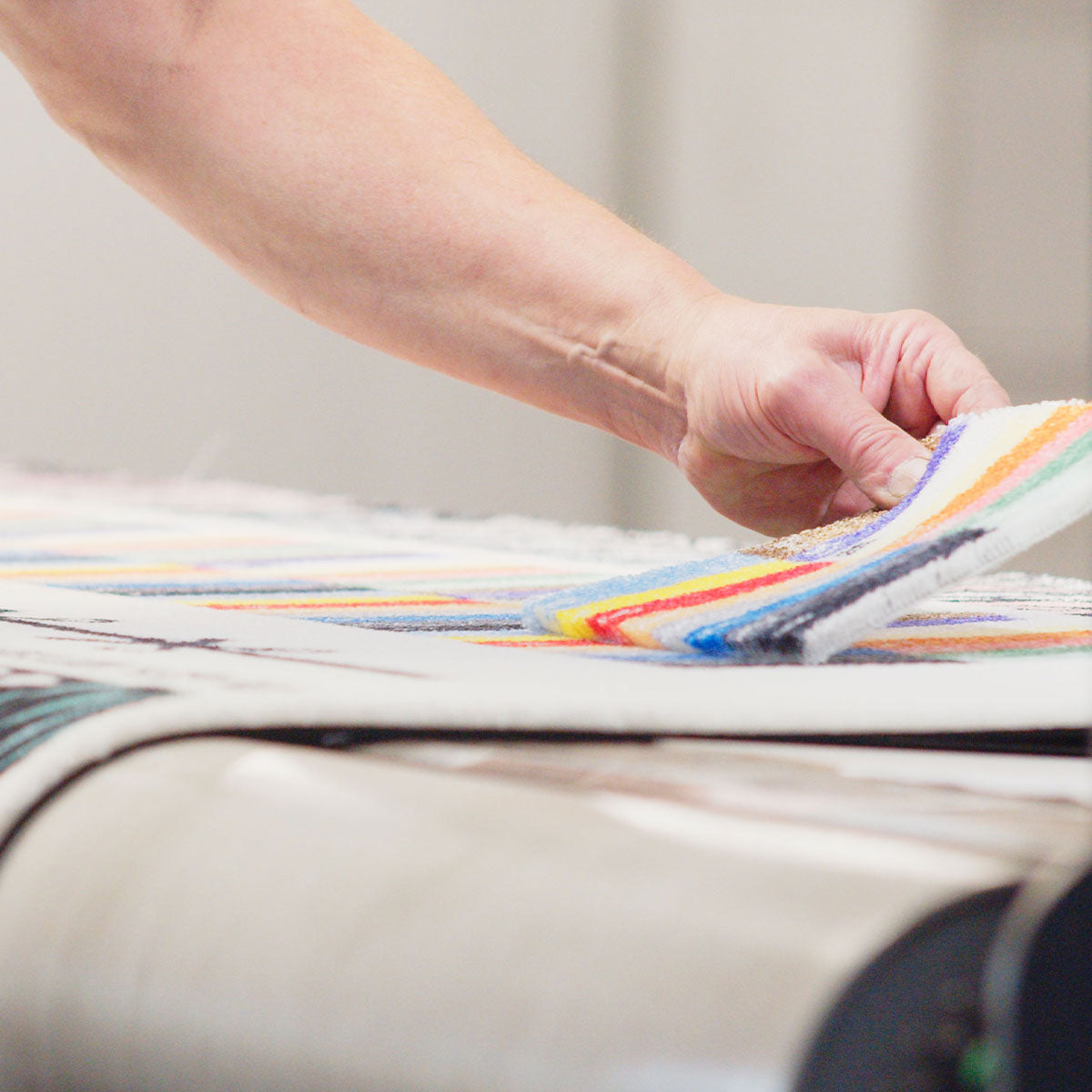 Quality control in advanced rug production process for commercial sales