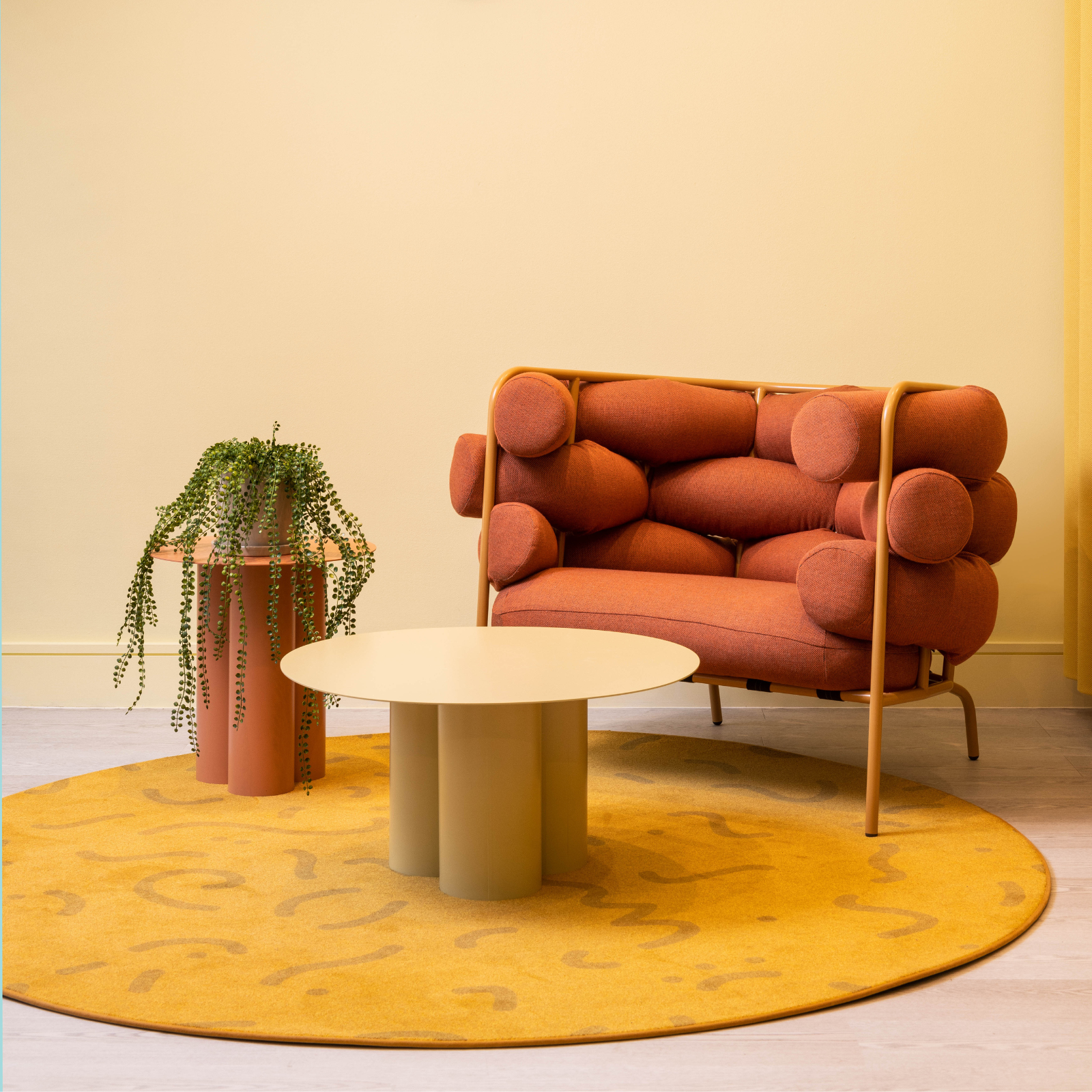 Vivid organic patterns on a rug for trendy offices