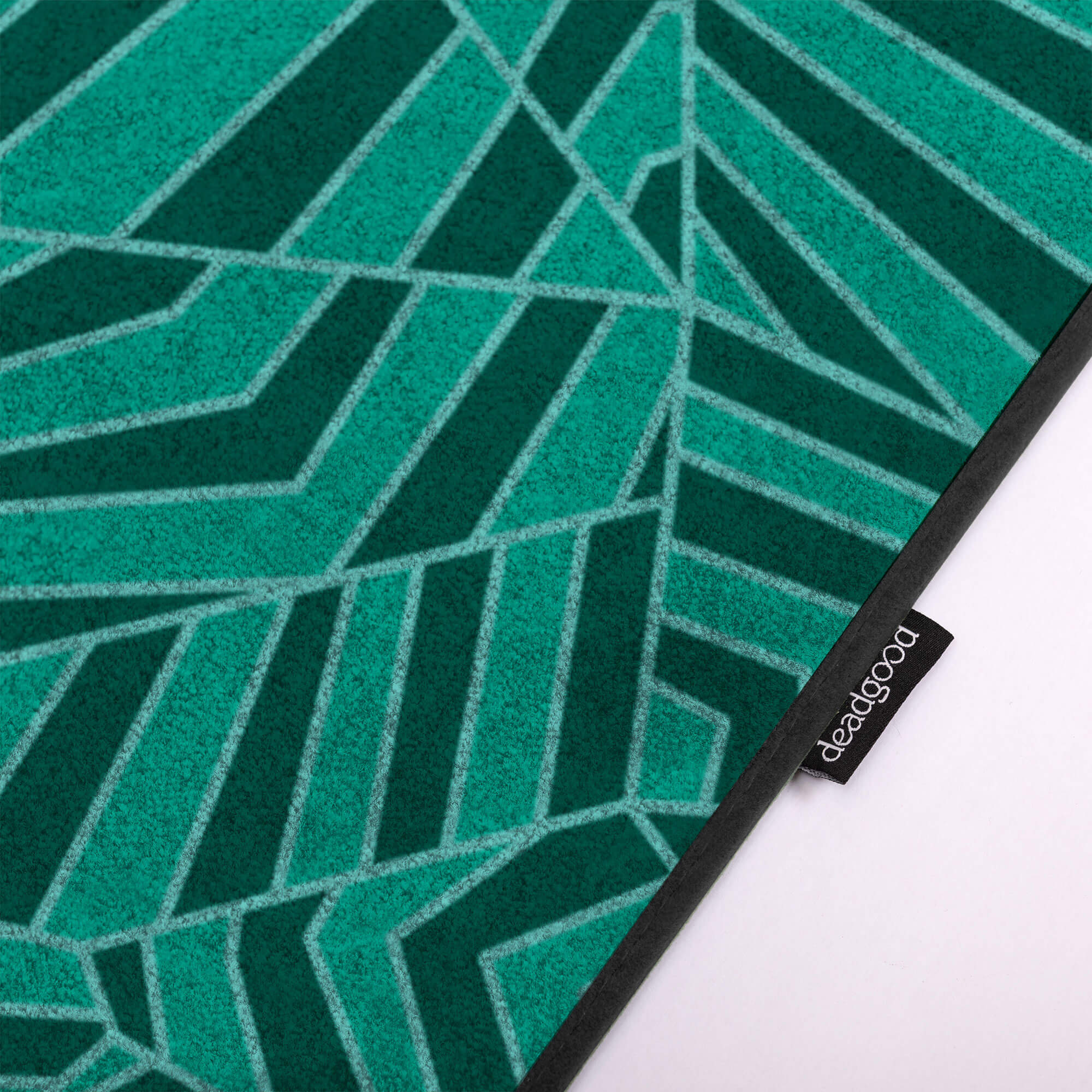 Detail of a bold textural rug for dynamic tech startups.